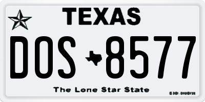 TX license plate DOS8577