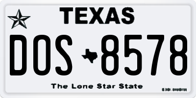 TX license plate DOS8578