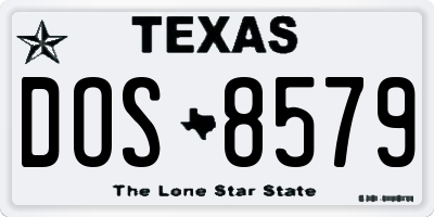 TX license plate DOS8579