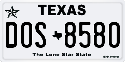 TX license plate DOS8580