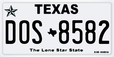 TX license plate DOS8582