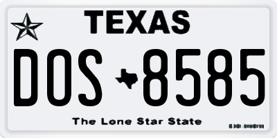 TX license plate DOS8585