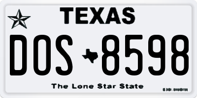 TX license plate DOS8598