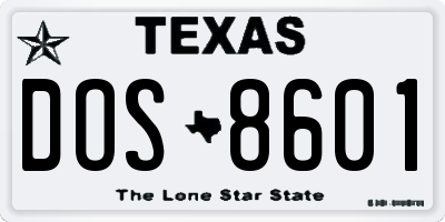 TX license plate DOS8601