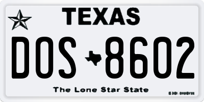 TX license plate DOS8602