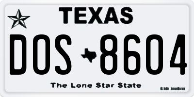 TX license plate DOS8604