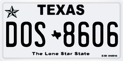 TX license plate DOS8606