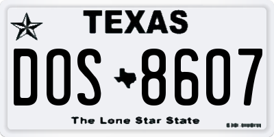 TX license plate DOS8607
