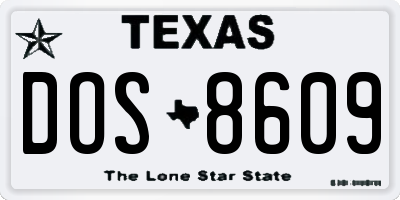 TX license plate DOS8609