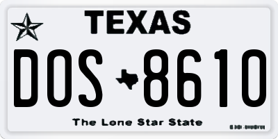 TX license plate DOS8610
