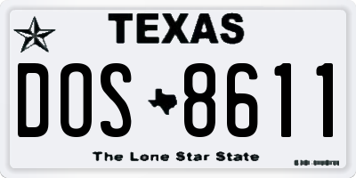 TX license plate DOS8611