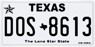 TX license plate DOS8613