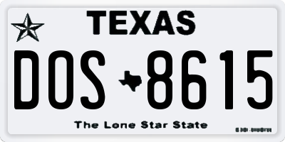 TX license plate DOS8615