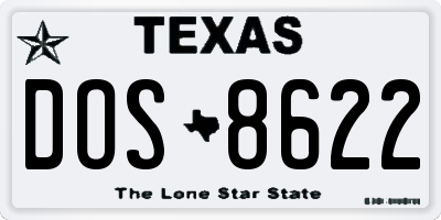 TX license plate DOS8622