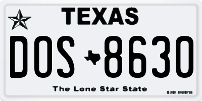 TX license plate DOS8630