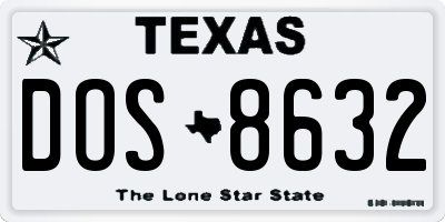 TX license plate DOS8632