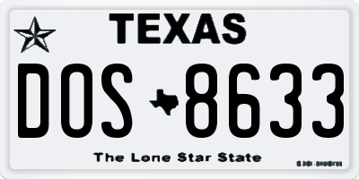 TX license plate DOS8633
