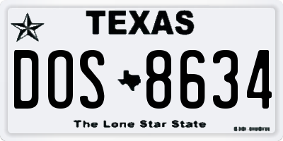 TX license plate DOS8634