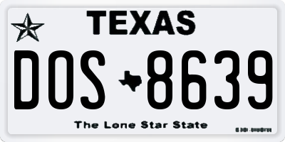 TX license plate DOS8639