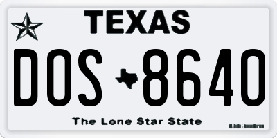 TX license plate DOS8640