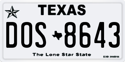 TX license plate DOS8643
