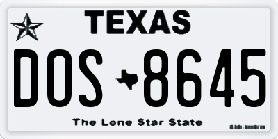TX license plate DOS8645