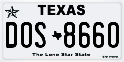 TX license plate DOS8660