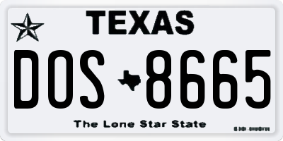 TX license plate DOS8665