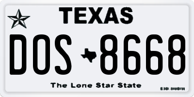 TX license plate DOS8668