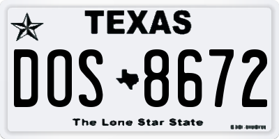 TX license plate DOS8672