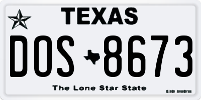 TX license plate DOS8673