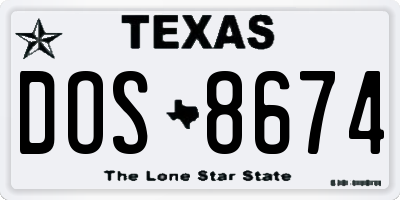 TX license plate DOS8674