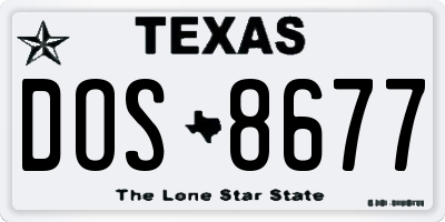 TX license plate DOS8677