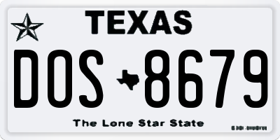 TX license plate DOS8679