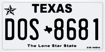 TX license plate DOS8681