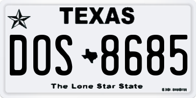 TX license plate DOS8685