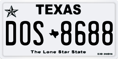 TX license plate DOS8688