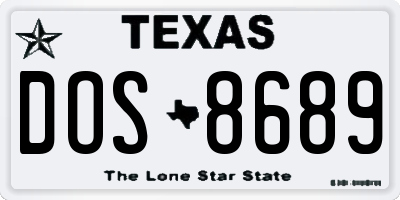 TX license plate DOS8689