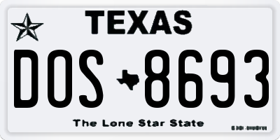 TX license plate DOS8693