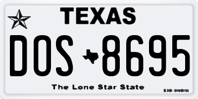 TX license plate DOS8695
