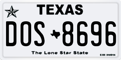 TX license plate DOS8696