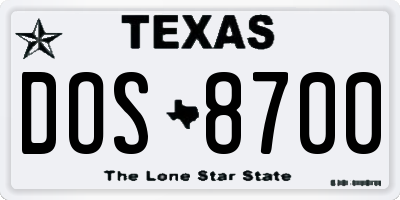 TX license plate DOS8700