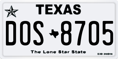 TX license plate DOS8705