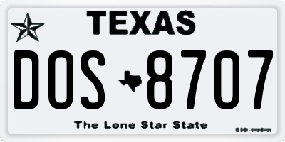 TX license plate DOS8707