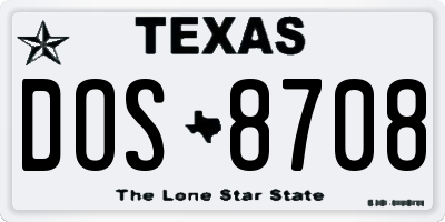 TX license plate DOS8708