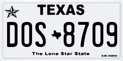 TX license plate DOS8709