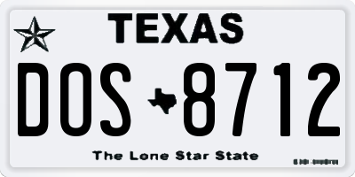 TX license plate DOS8712