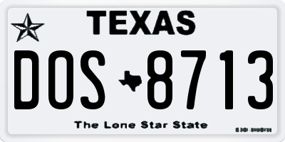 TX license plate DOS8713