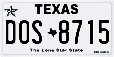 TX license plate DOS8715