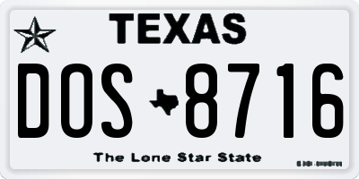TX license plate DOS8716